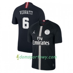 Koszulka Paris Saint-Germain Verratti 6 Jodan Czarny Trzeci Koszulki Piłkarskie 2018-2019 Krótki Rękaw